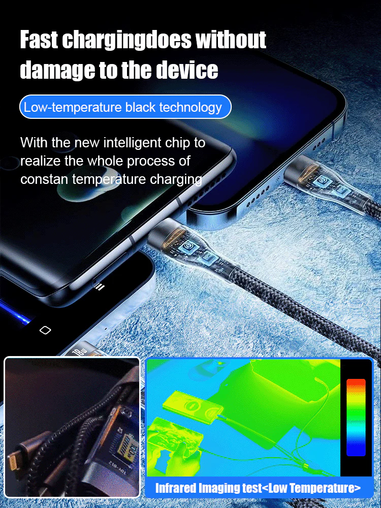 Buy 2 Get 10% Off-Transparent Luminous Super Fast Charging 3-in-1 Data Cable