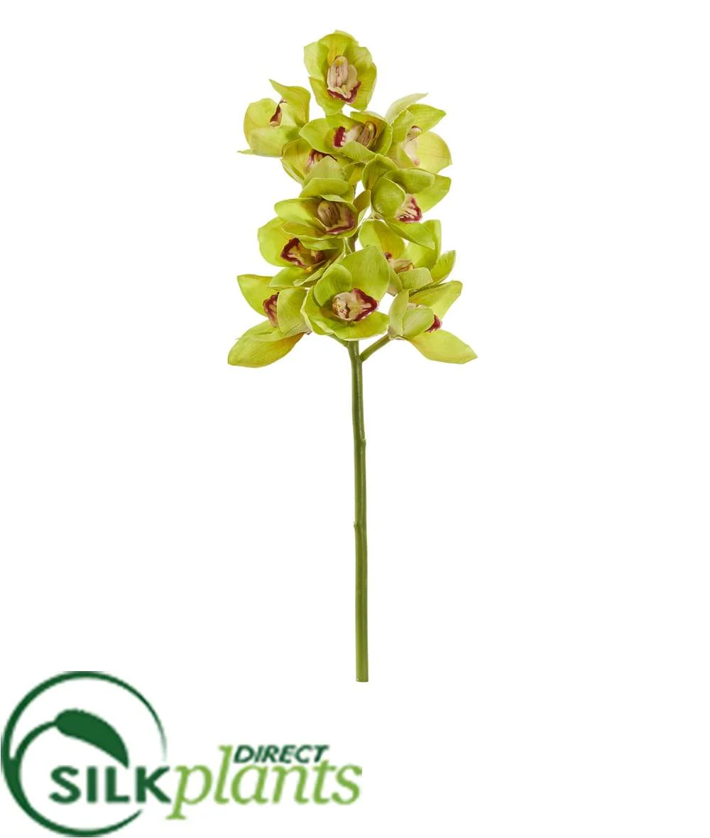 Silk Plants Direct Cymbidium Orchid Artificial Flower - White White - Pack of 3