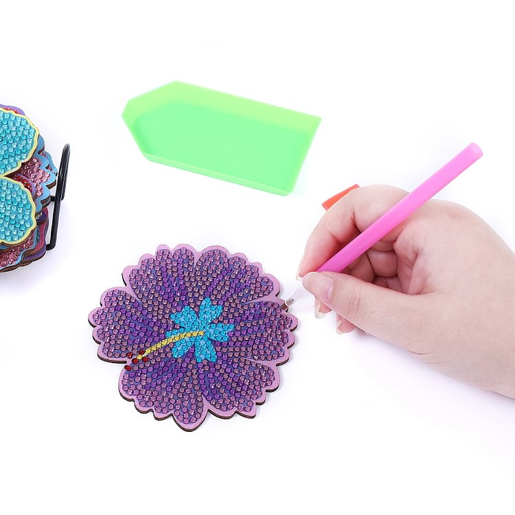 DIY Flower G Diamond Painting Coasters