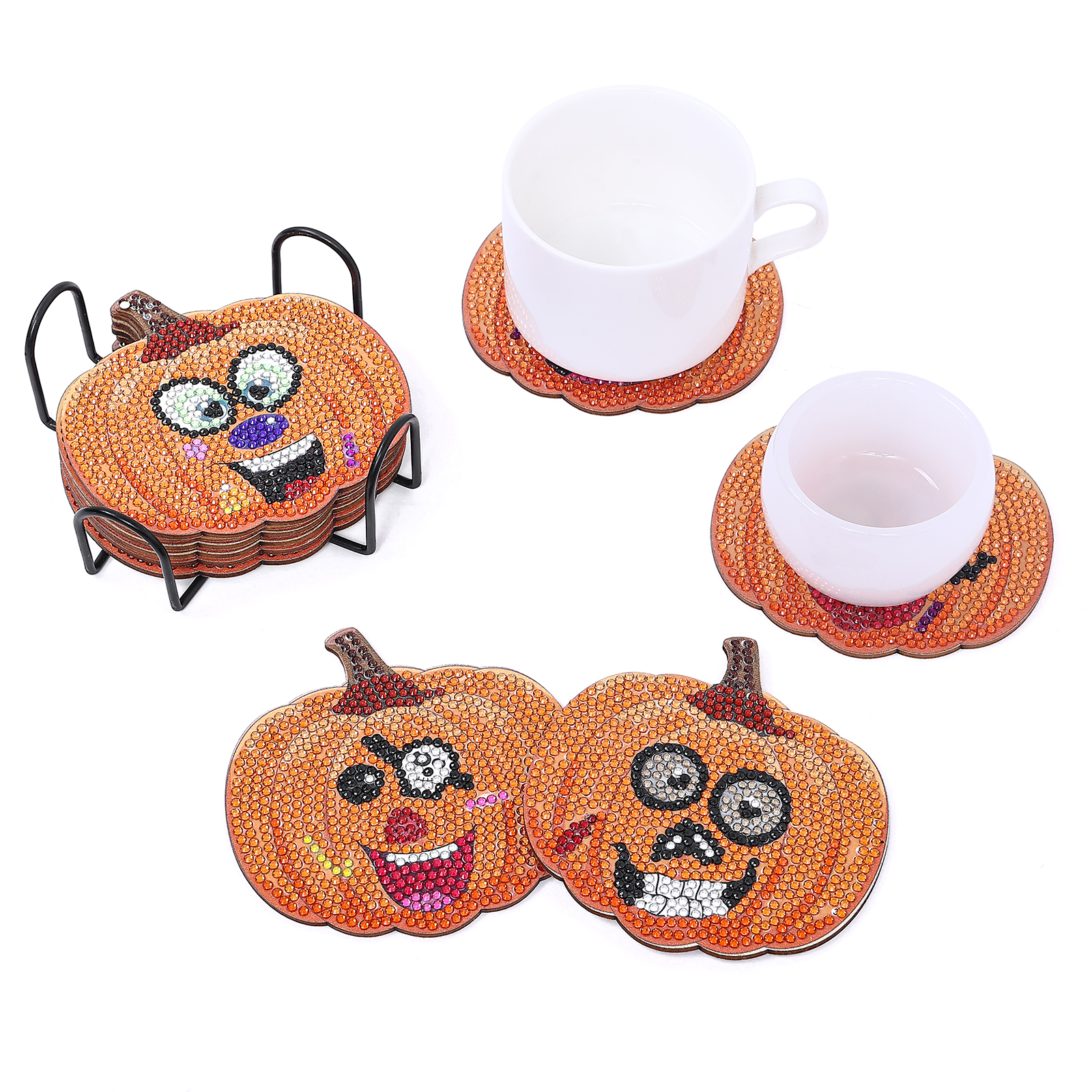 DIY Halloween Pumpkins Diamond Painting Coasters