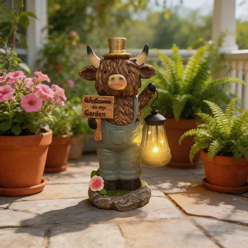 Scottish Highland Bull Garden Welcome Light