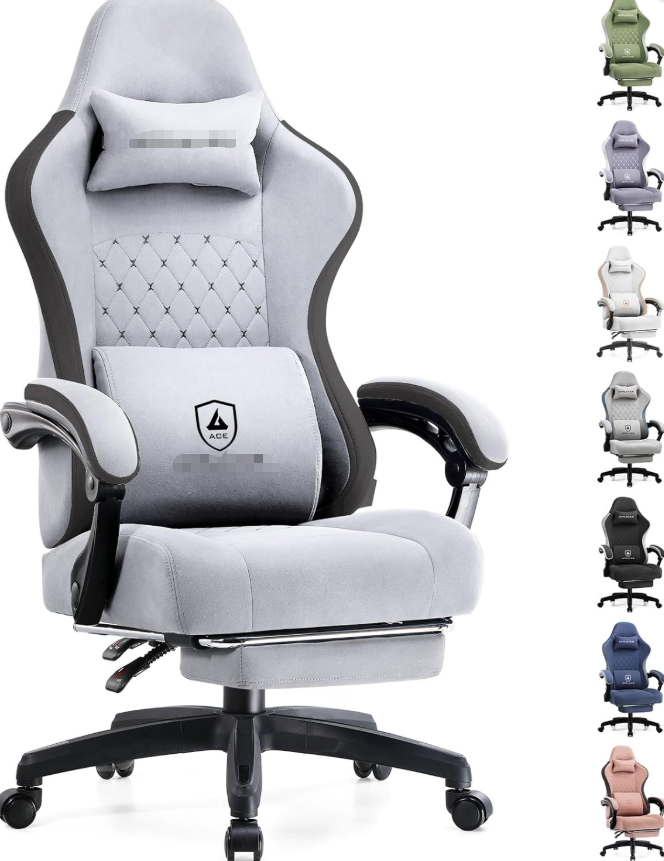 Ergonomic Gaming Chair, Computer Office Chair with Pocket Spring Cushion, Linkage Armrests and Footrest, High Back Ergonomic Computer Chair with Lumbar Support Task Chair with Footrest