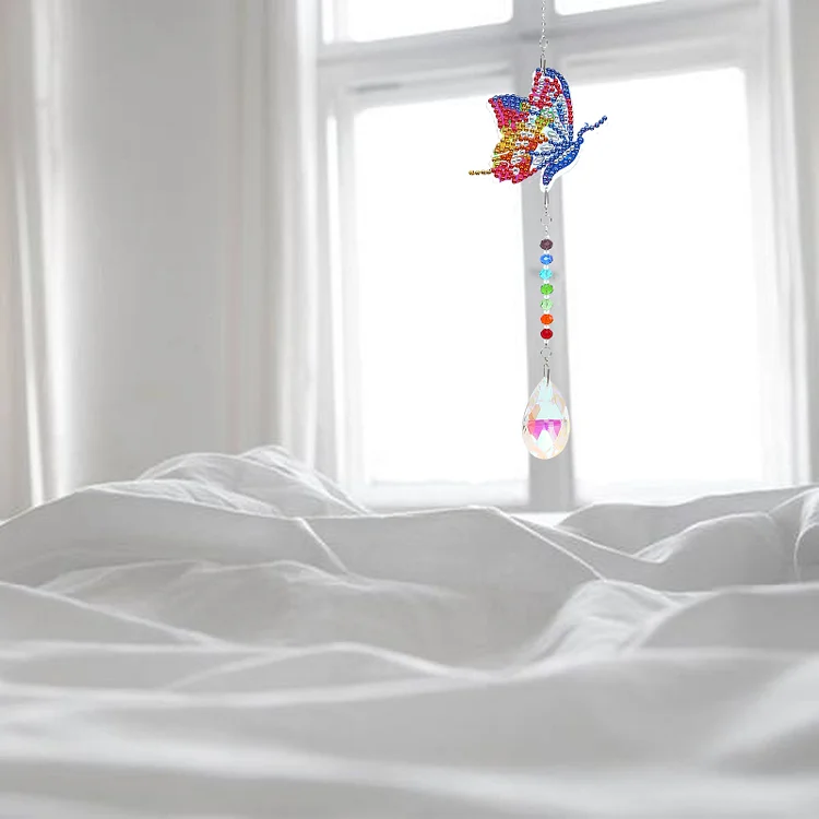 DIY Diamond Painting Wind Chime - Colorful Butterfly
