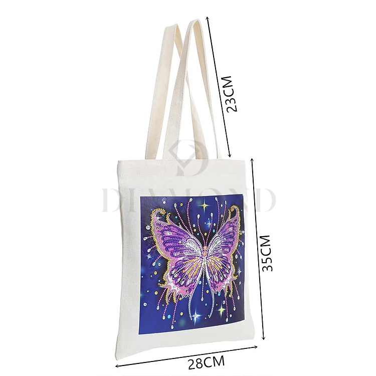 DIY Diamond Painting Canvas Tote Bag - Purple Butterfly