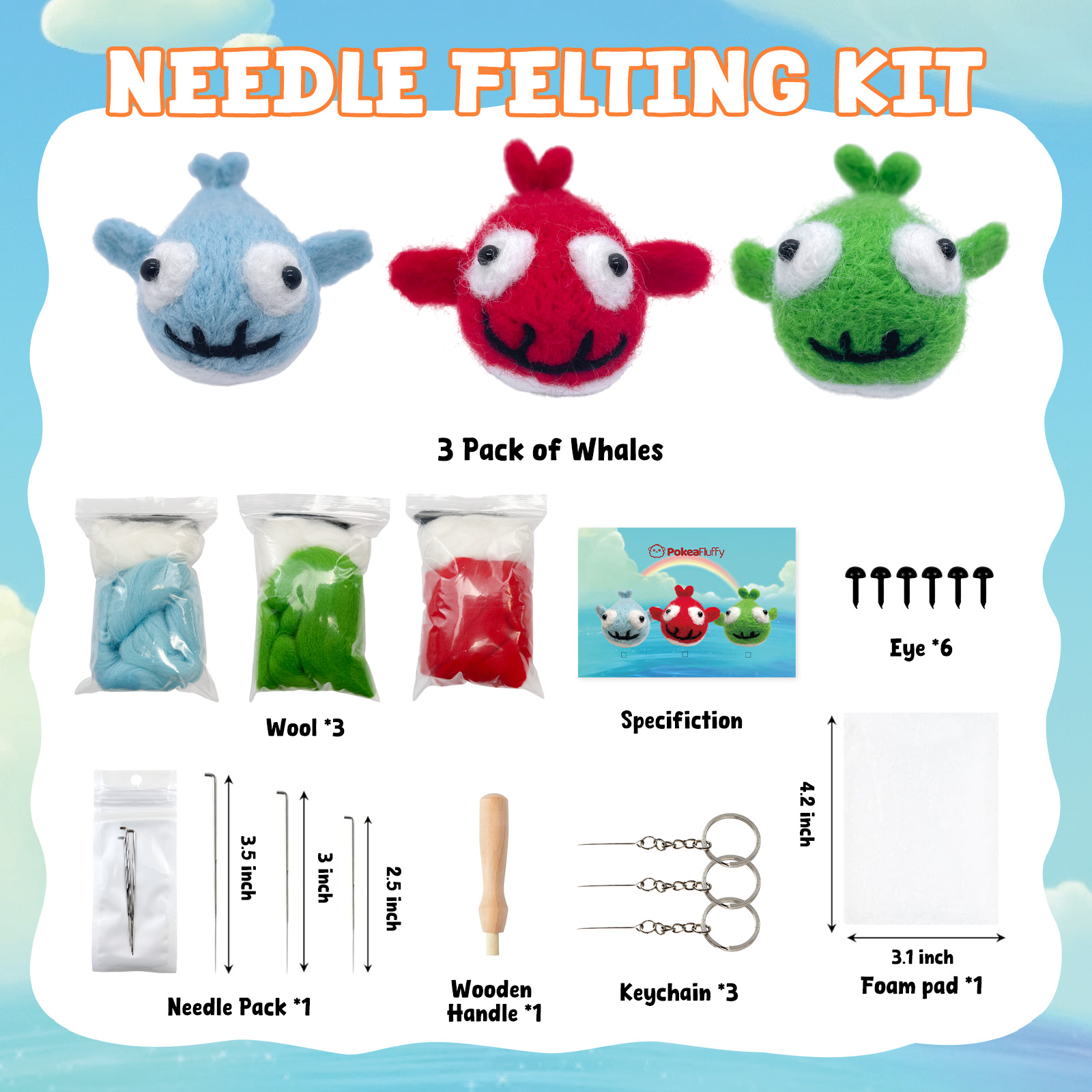 RubyFish Felt Animals Needle Felting Kit