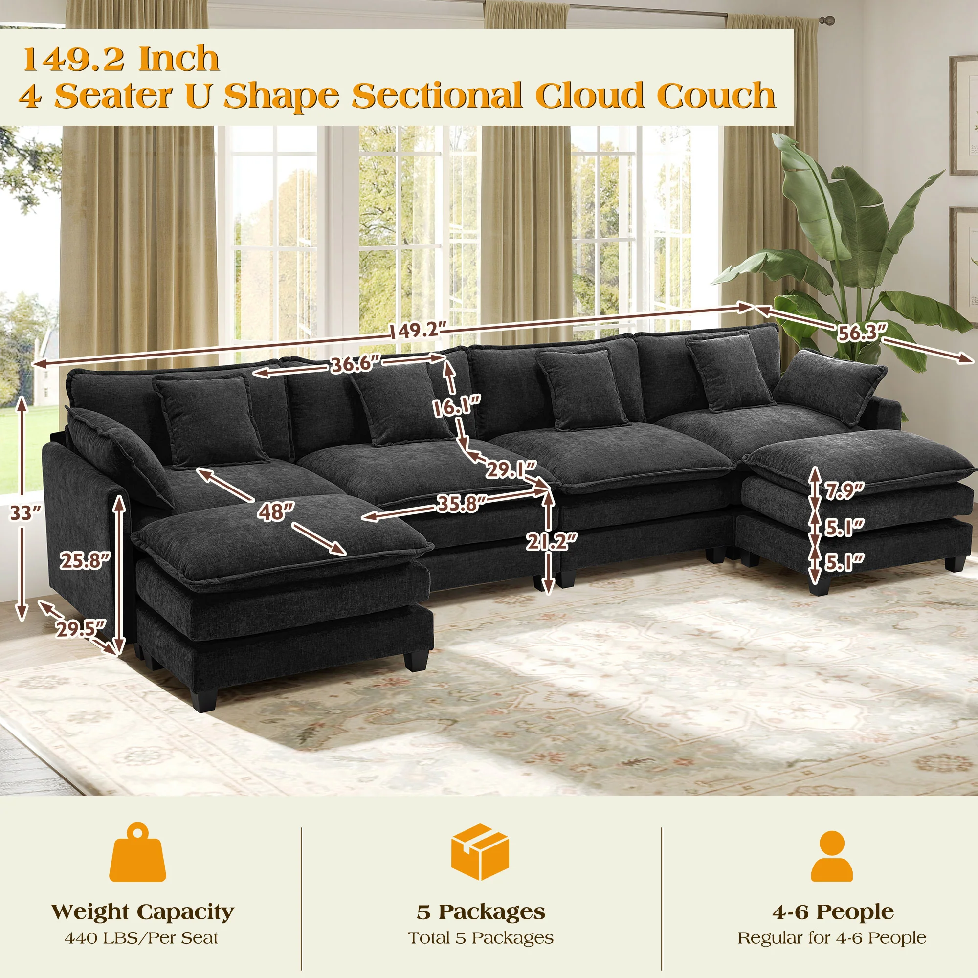 Luxury Thickened Cushion Modular Sofa
