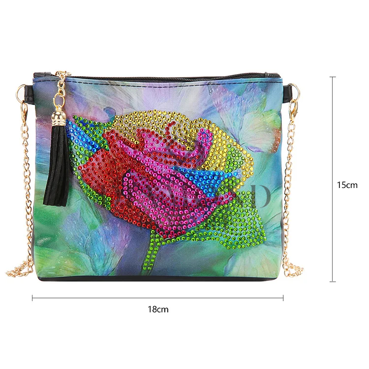 DIY Diamond Painting Leather Bag - Colorful Rose