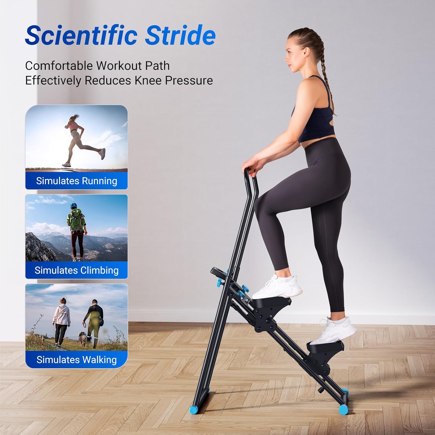 Stair Stepper with Handlebar, LED Display, 300LBS Capacity, Climber Exercise Machine for Workouts, Home Fitness Equipment for Women&Men