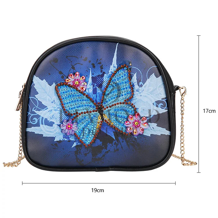 DIY Diamond Painting Leather Bag - Blue Butterfly