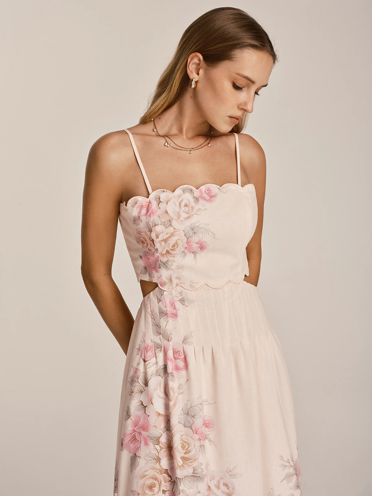 Floral Print Cut-Out Cami Maxi Dress