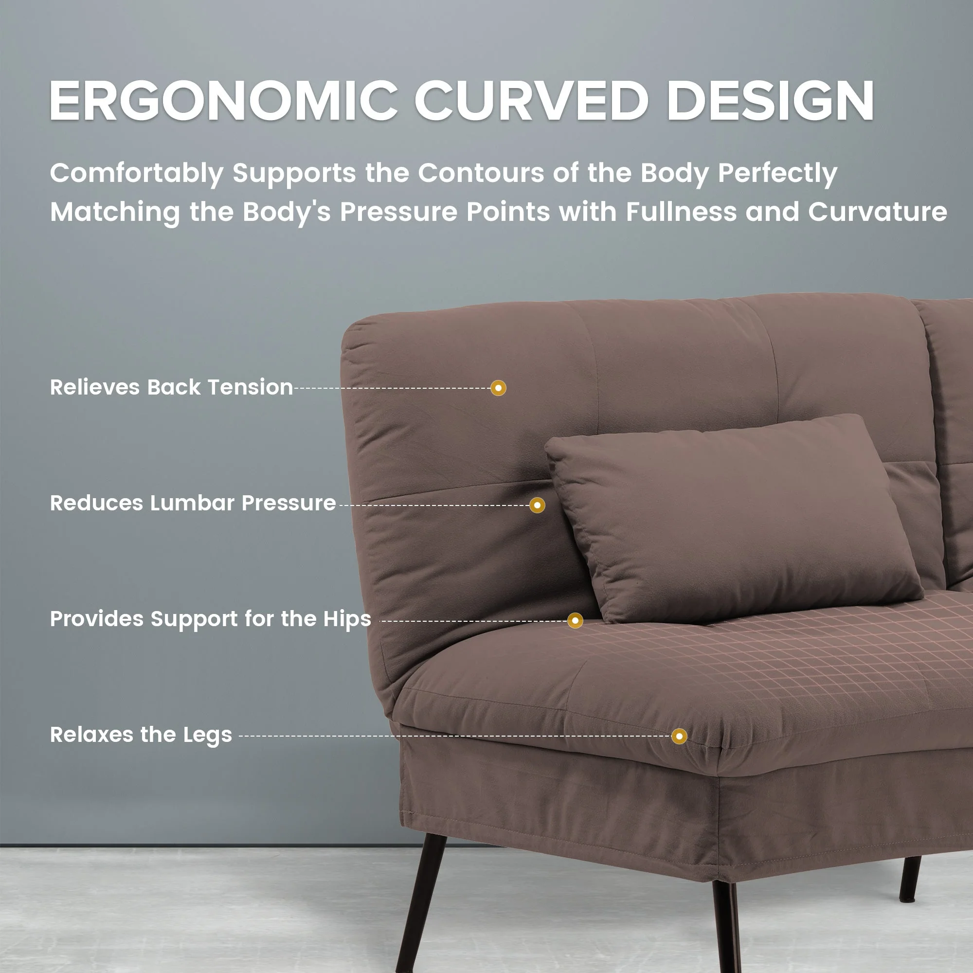 COMHOMA Convertible Ultra-comfortable Futon Sofa Bed with Adjustable Backrest B001