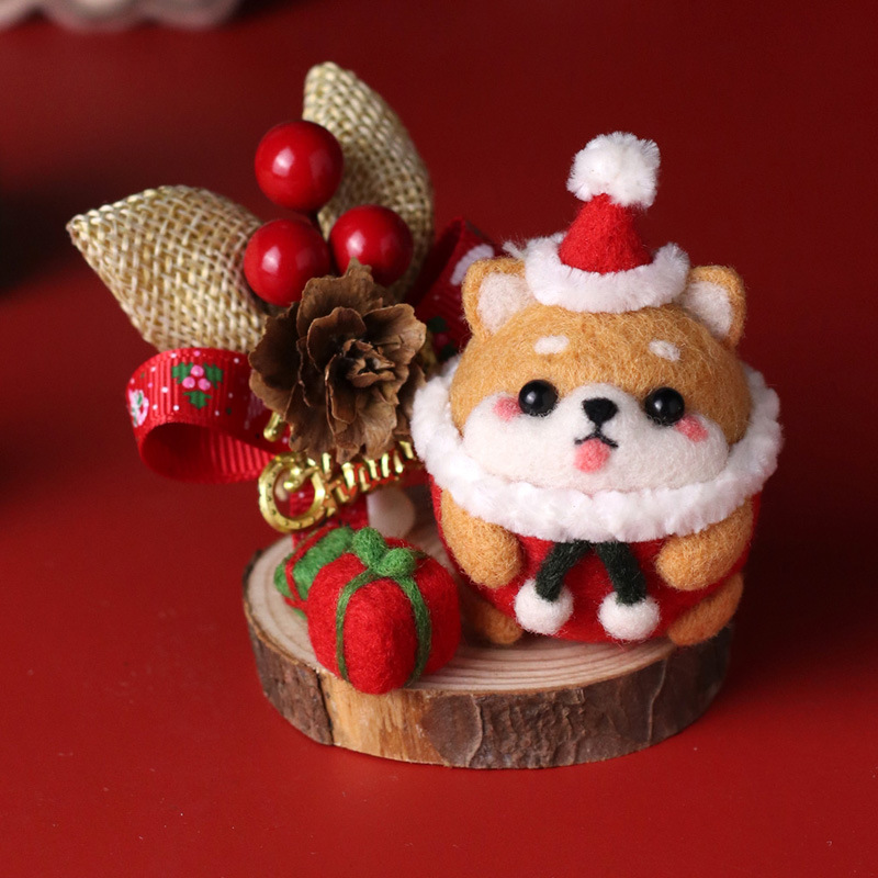 FeltingJoy - Sphere Shiba Inu Needle Felting Kit - Christmas