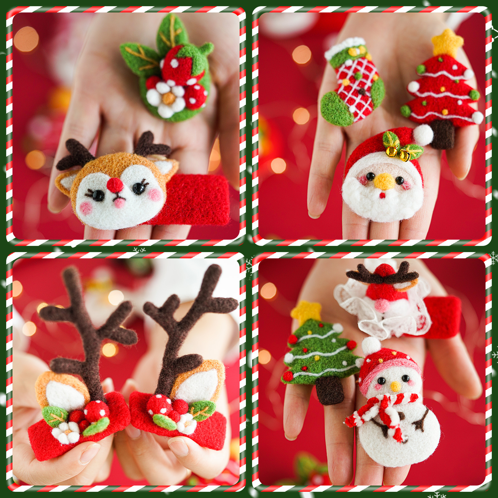 FeltingJoy - Needle Felting Kit -Christmas Hairpin Brooch