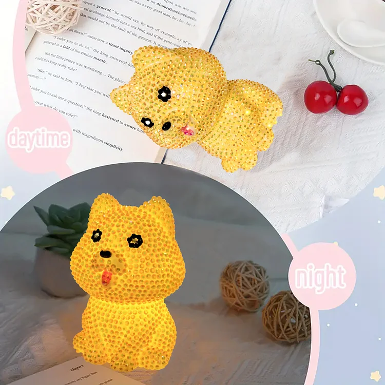 DIY Diamond Painting Night Light - Yellow Dog