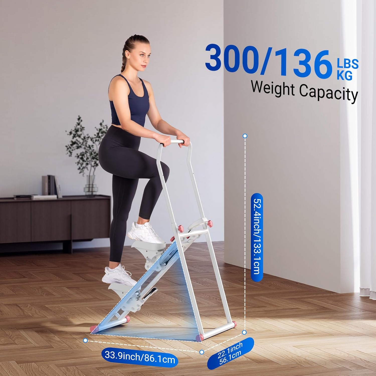 Stair Stepper with Handlebar, LED Display, 300LBS Capacity, Climber Exercise Machine for Workouts, Home Fitness Equipment for Women&Men