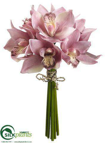 Silk Plants Direct Cymbidium Orchid Bouquet - Green - Pack of 12