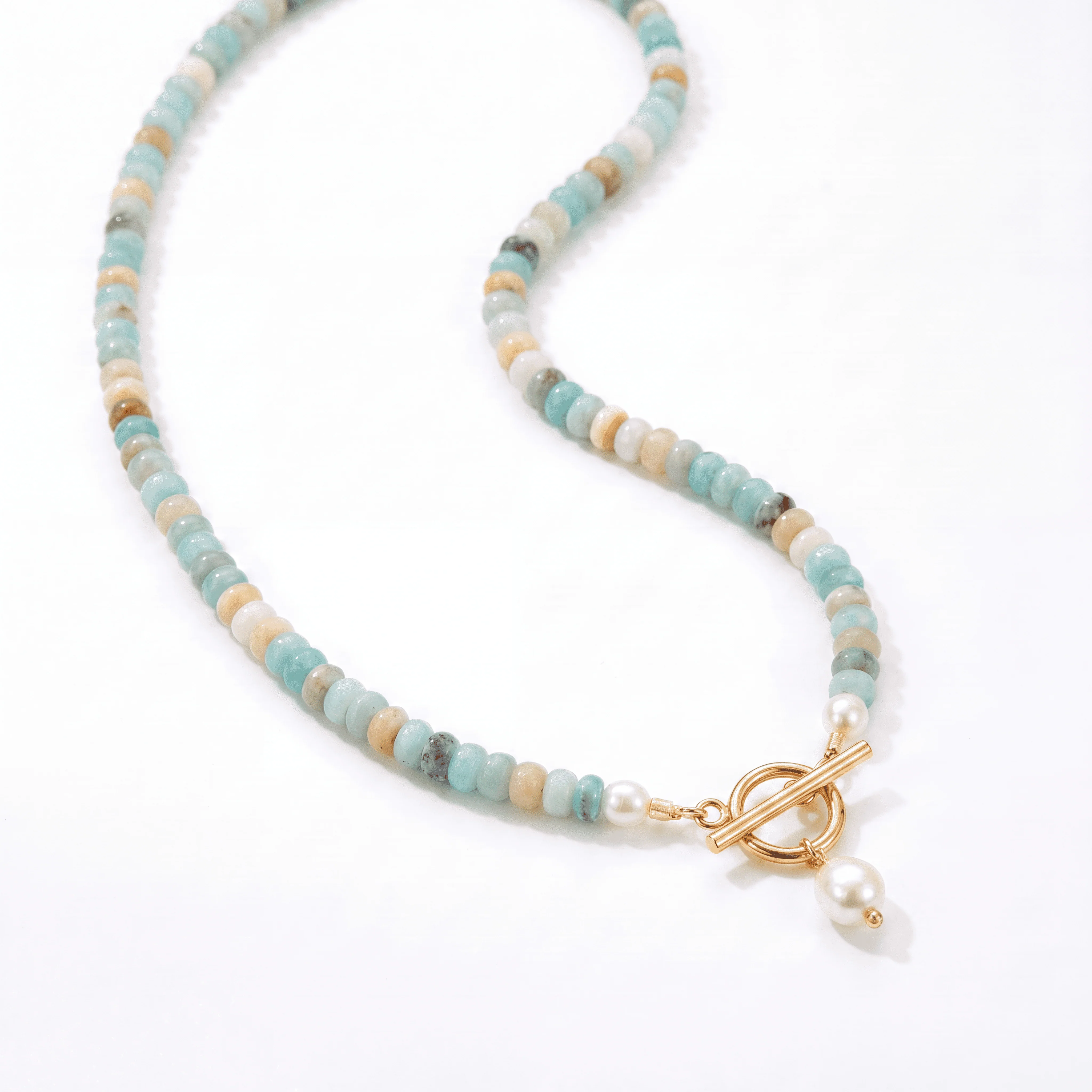 Turquoise Bead Pearl Necklace