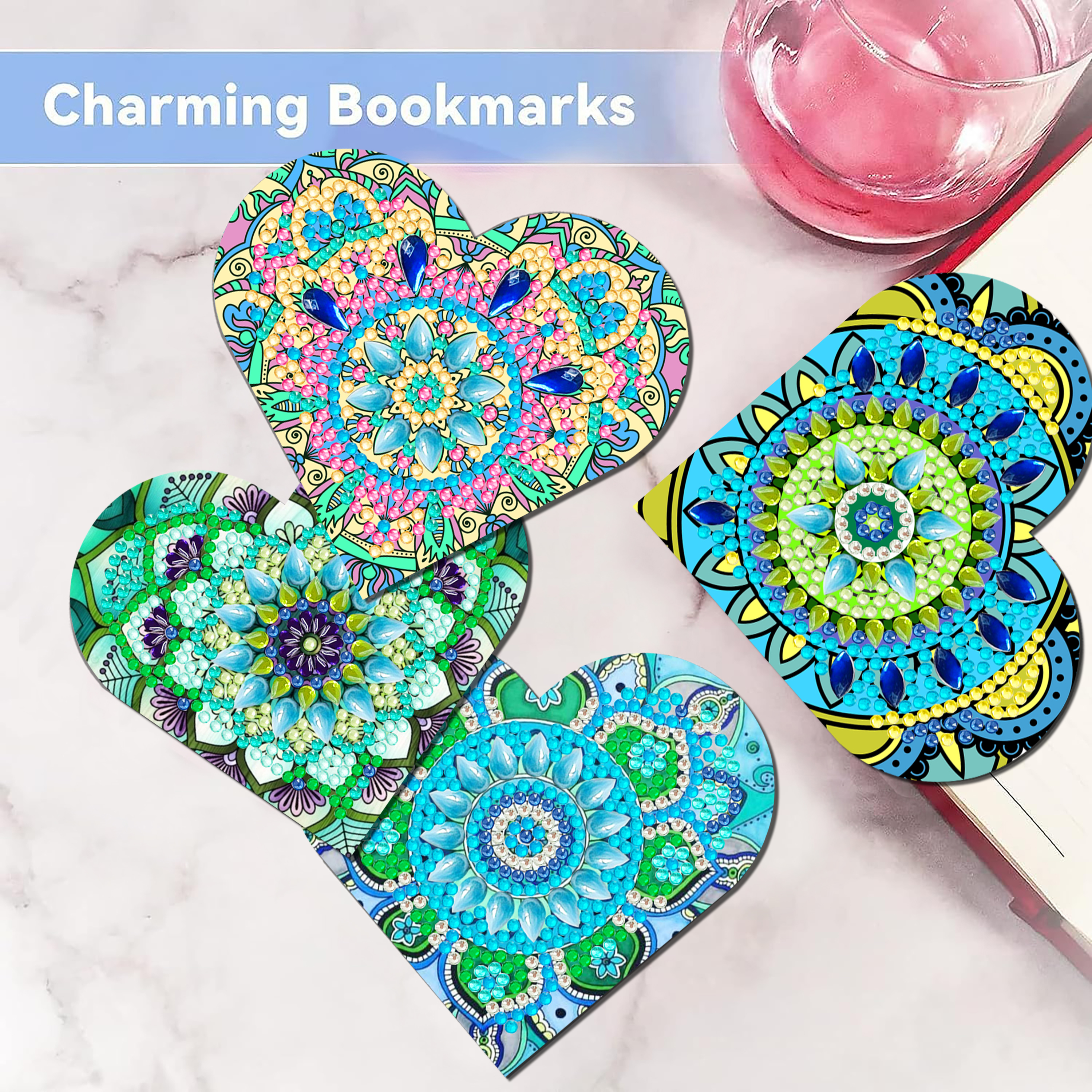 DIY Diamond Painting  Corner Bookmark - 6 Pcs Mandalas H