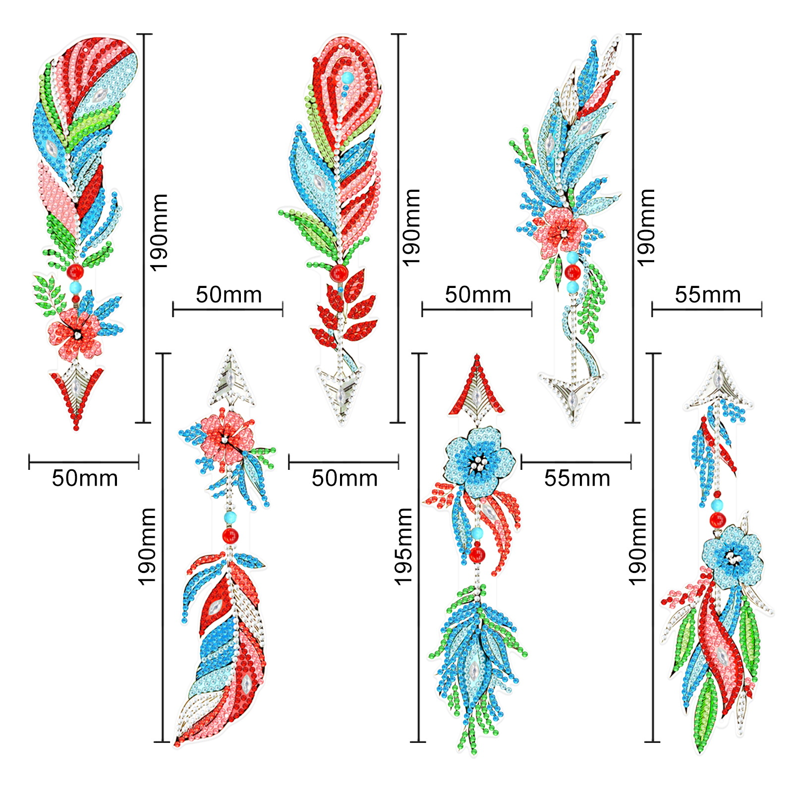 DIY Diamond Painting Feather Bookmark E