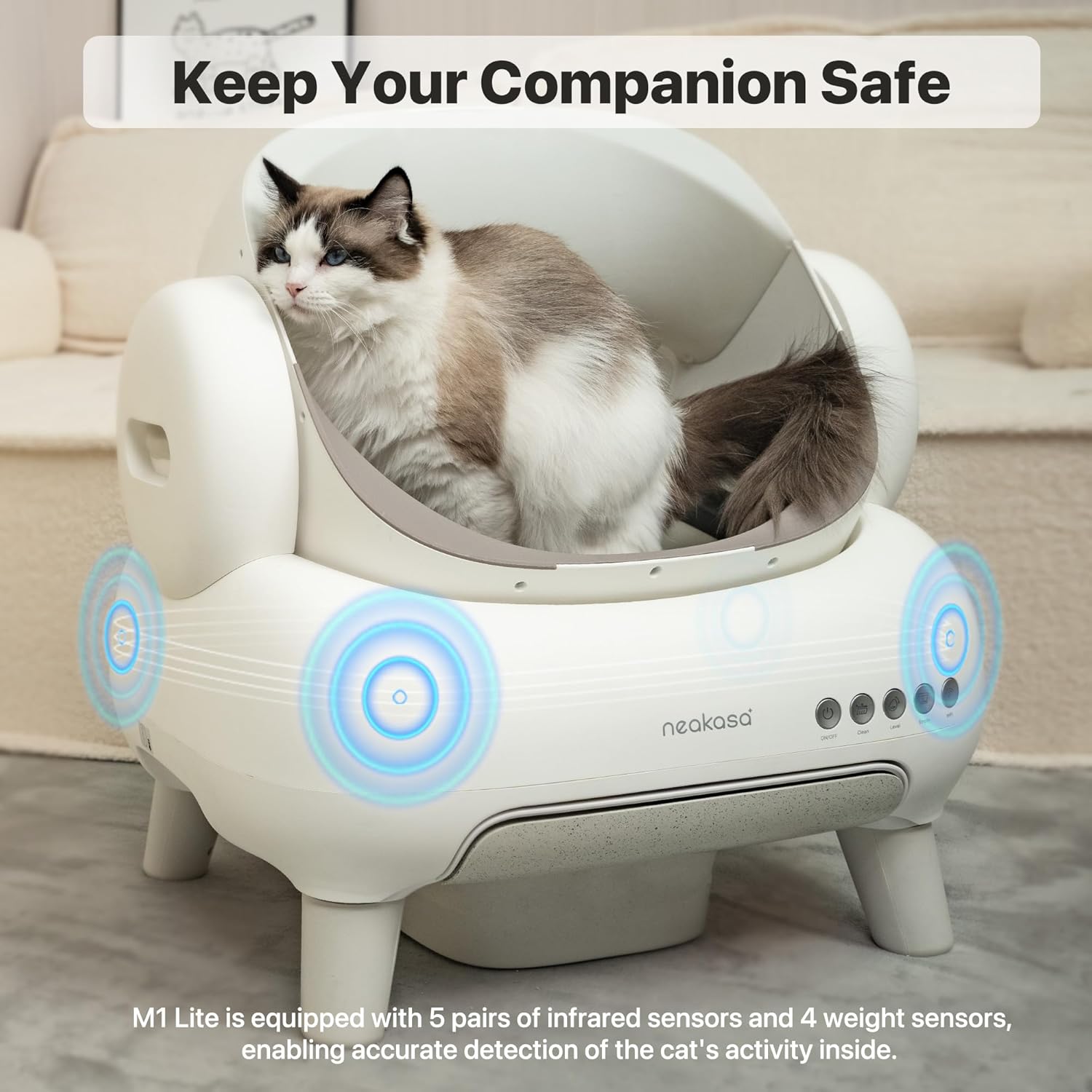 M1 Plus Bundle Open-Top Self-Cleaning Cat Litter Box with APP Control, Includes 4 Rolls (60pcs) Refill Waste Bags, 2 Extra Rolls Added (Plus Version)