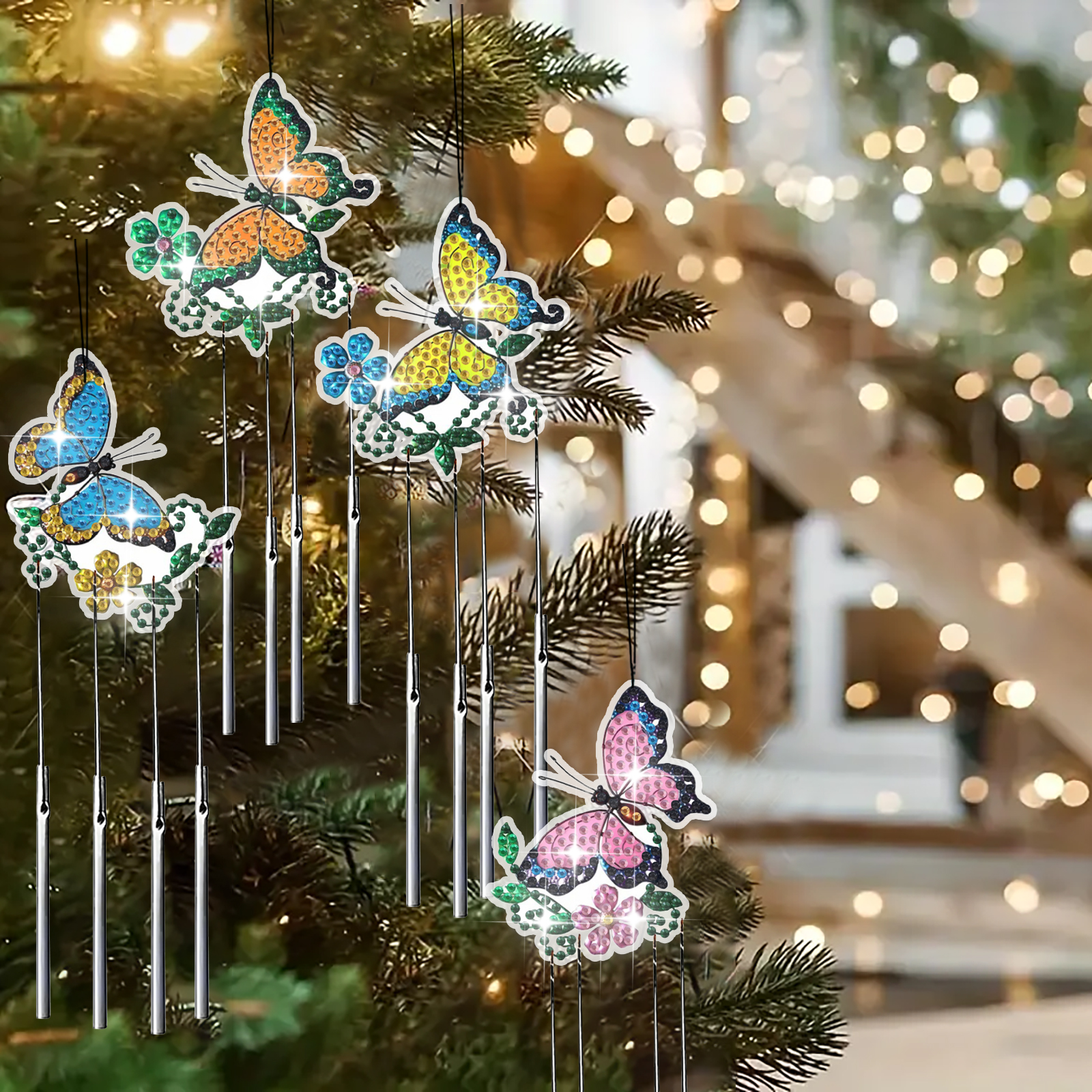 DIY Diamond Painting Duct Wind Chime - Butterflies