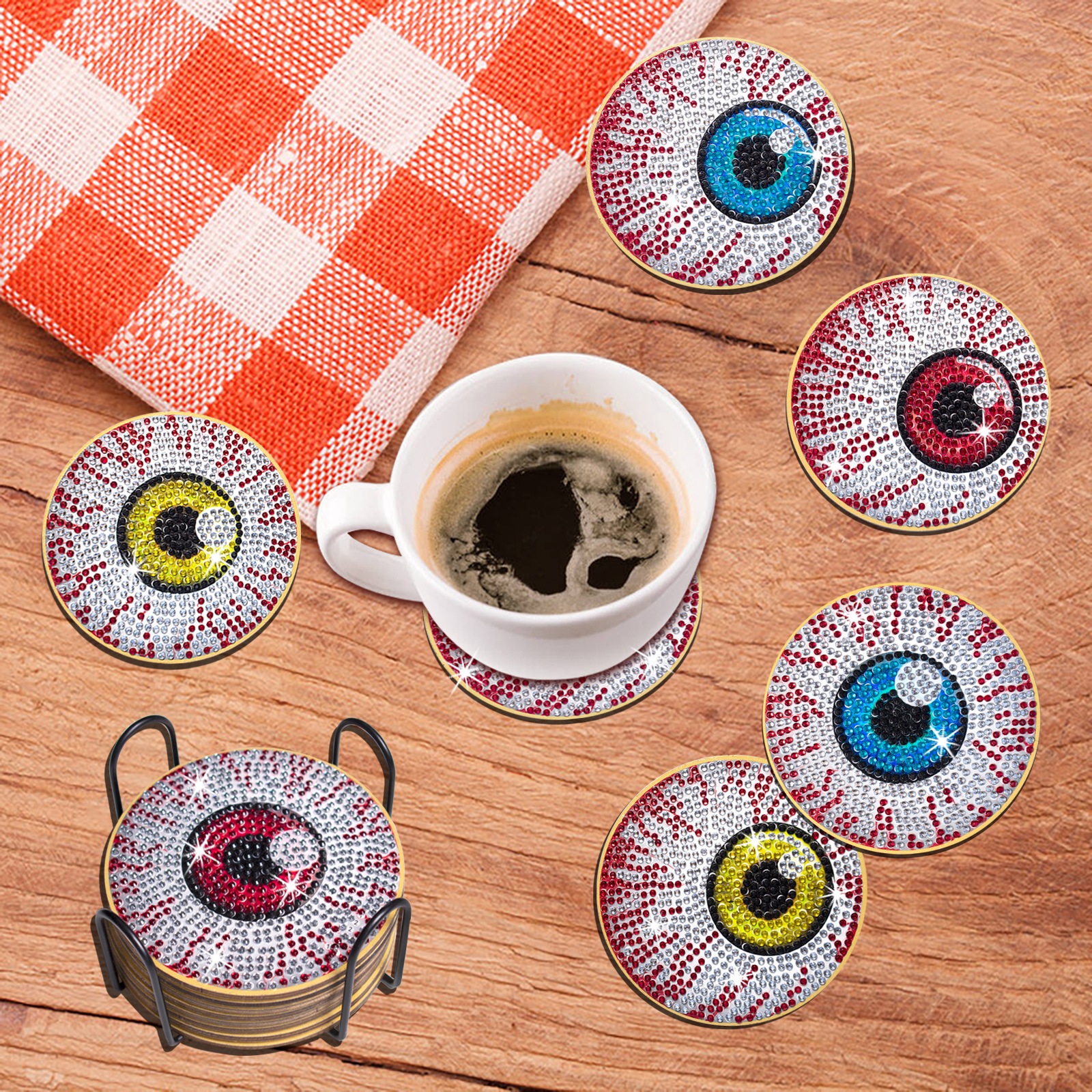 DIY Halloween Eyeballs Diamond Painting Coasters