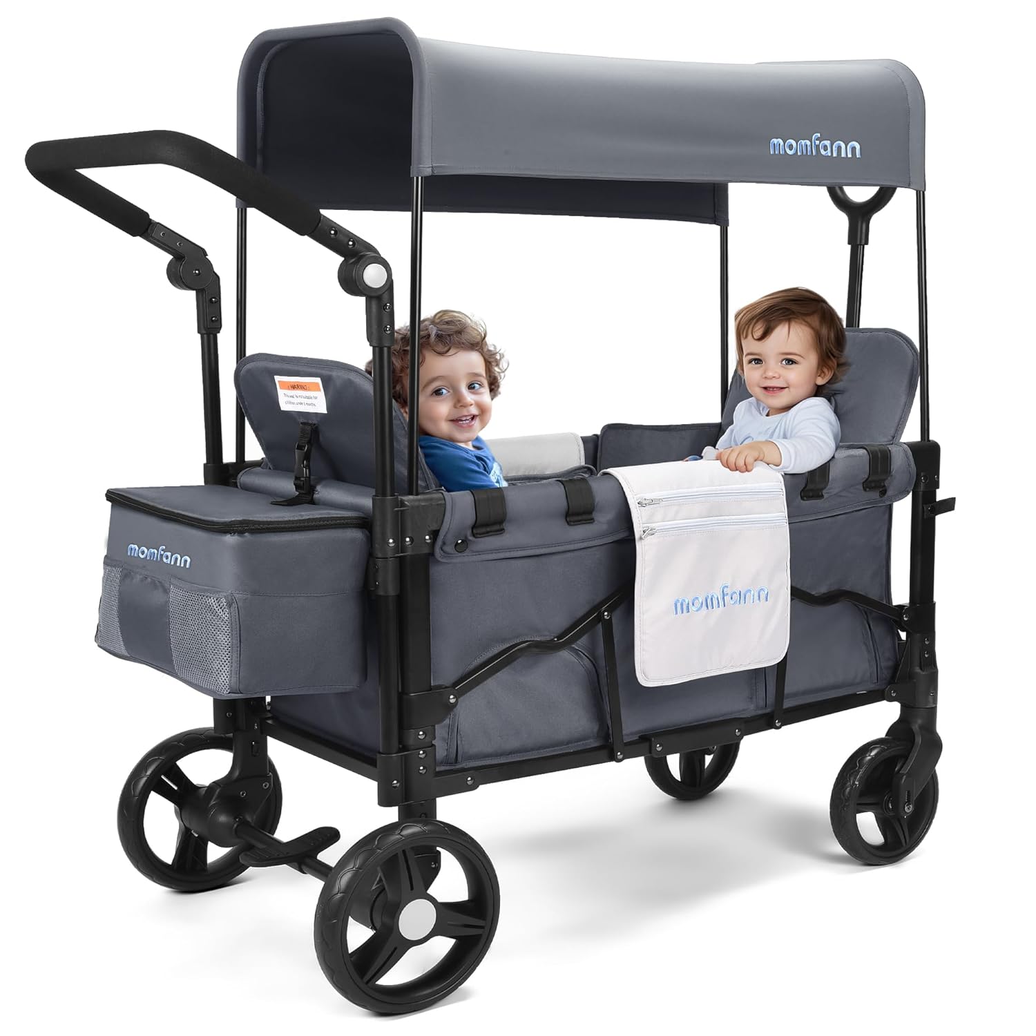Stroller Wagon for Kids, Wagon Stroller Toddlers 2 Seaters, All-Terrain Baby Wagon Outdoor with Canopy, Parent Organizer, Adjustable Handle & Pull Bar for Infants and Toddlers