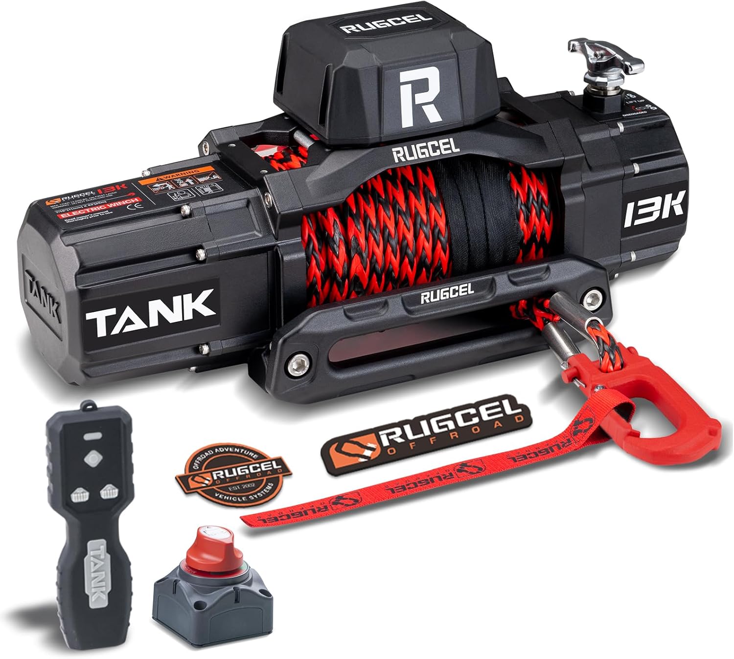 20000lb Waterproof Electric Synthetic Rope Winch 12V with Hawse Fairlead,Black Rope,for Truck SUV,2 in 1 Infrared Remote Control