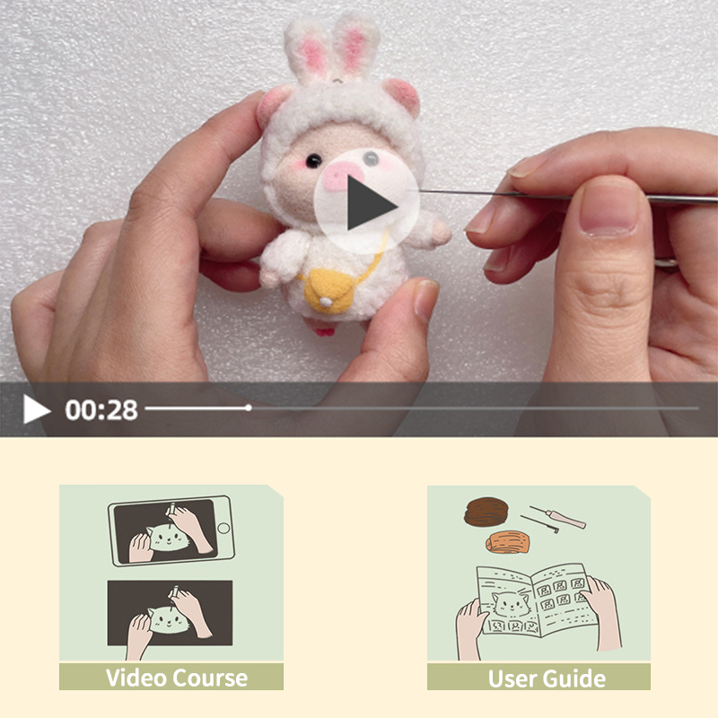 FeltingJoy - Pig Needle Felting Kit - Rabbit Piggy