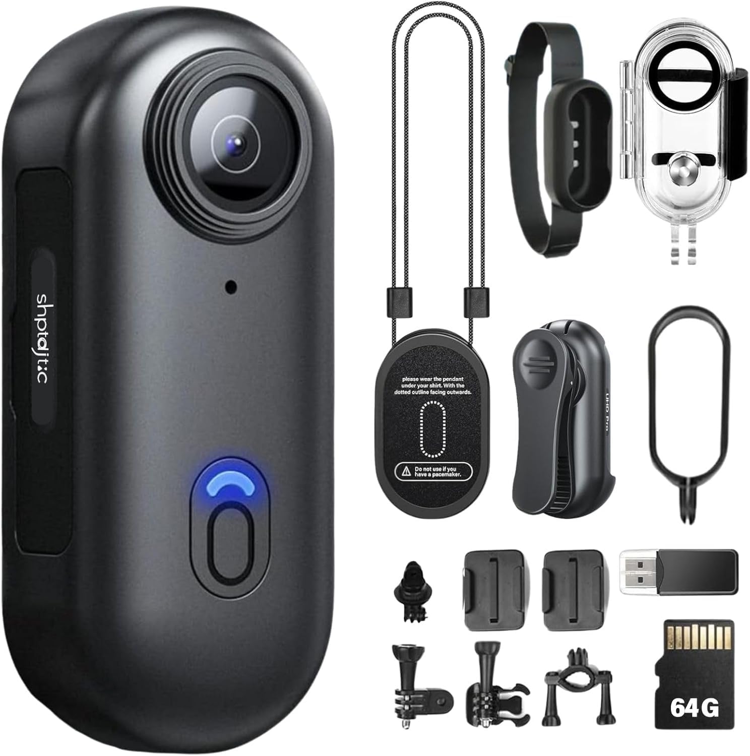 128G 4K Body Camera, Thumb Size Cam,Wearable Camera with 360°Rotatable Clip & Magnetic Clip,120 Minutes for Recording,Take for Lecture, Traveling,Pet Walking,Outdoors Activities (4k-B-128G)