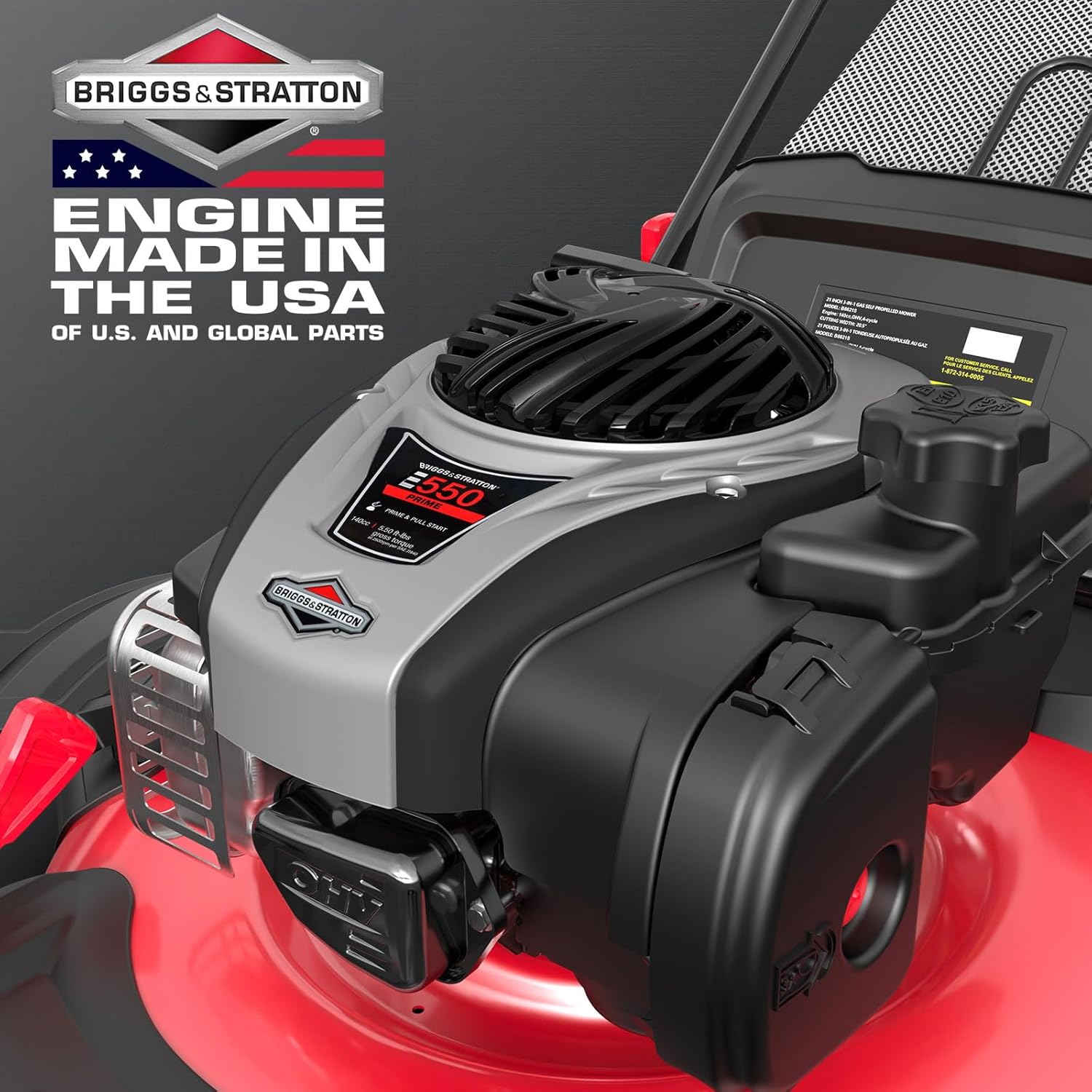 Gas Lawn Mower 21-Inch 144cc OHV Engine 3-in-1 Push Mower with Bagging