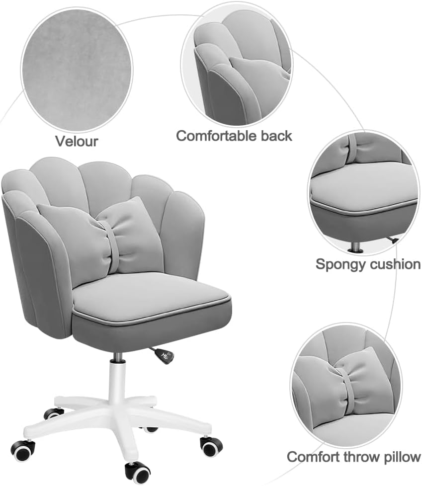Office Chair Cute Petal Desk Chair, Modern Fabric Home Butterfly Chairs Height Adjustable Chair Makeup Chairs Computer Chairs