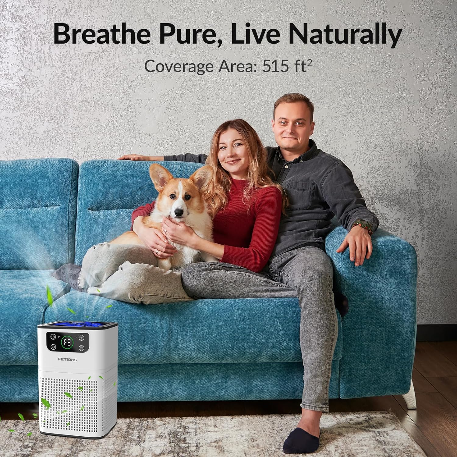 Air Purifiers for Bedroom Home, FETIONS Air Cleaner with Fragrance Sponge Sleep Mode 3-in-1 Filtration System, Compact with H13 HEPA Filter for Pet Dander Pollen Smoke Dust Odor, Black,1 Pack