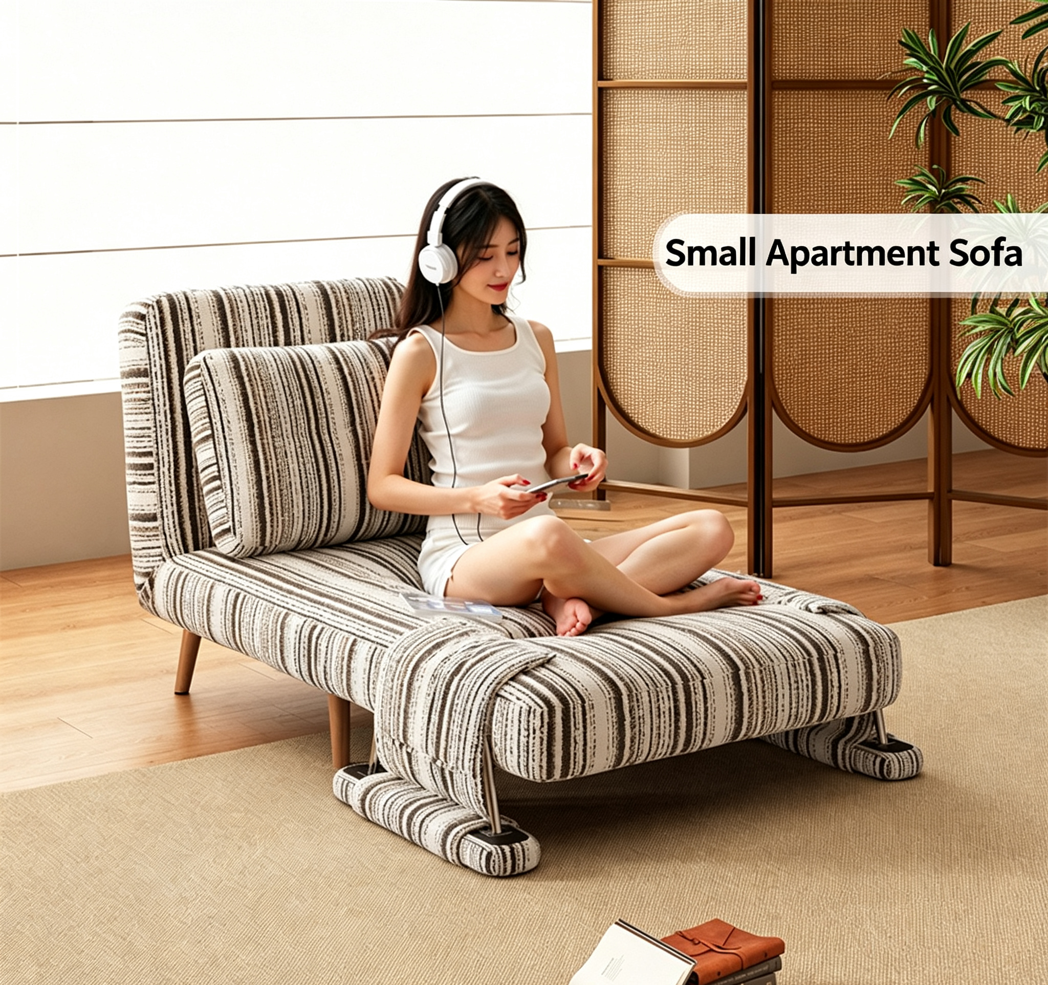 Fabric Folding Sofa Bed Dual-Purpose Apartment Living Room Small Apartment Single Sofa Chair Simple Sofa Bed