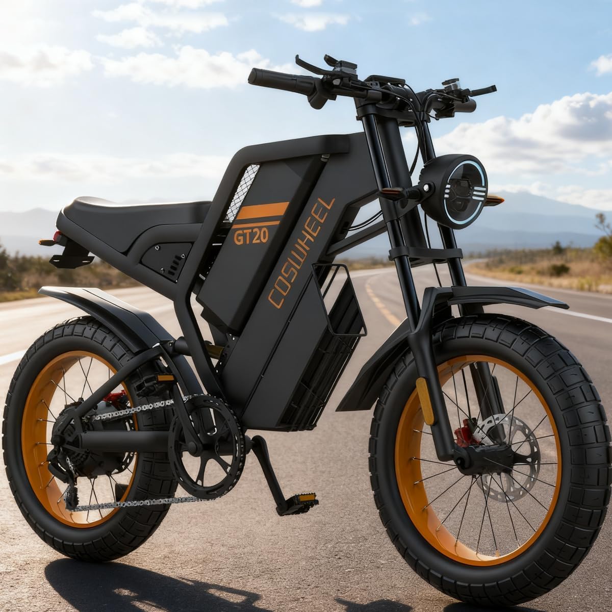 GT20 Electric Bike for Adults 1500/3000W 48V/25/40AH Removable Battery 83–93 Miles Range 7-Speed 20x4.0 Fat Tire Off-Road Mountain Dirtbike City Commuter Electric Motorcycle
