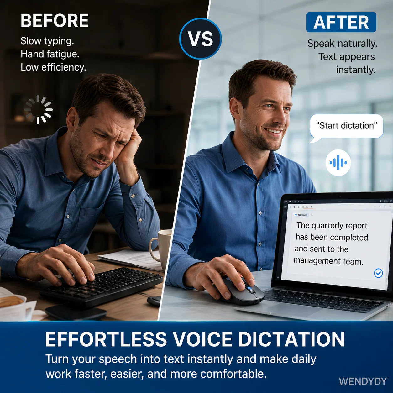 🖱️  AI Smart Voice Wireless Mouse – 1600 Words/Min, Translation Hub, Ergonomic ✨