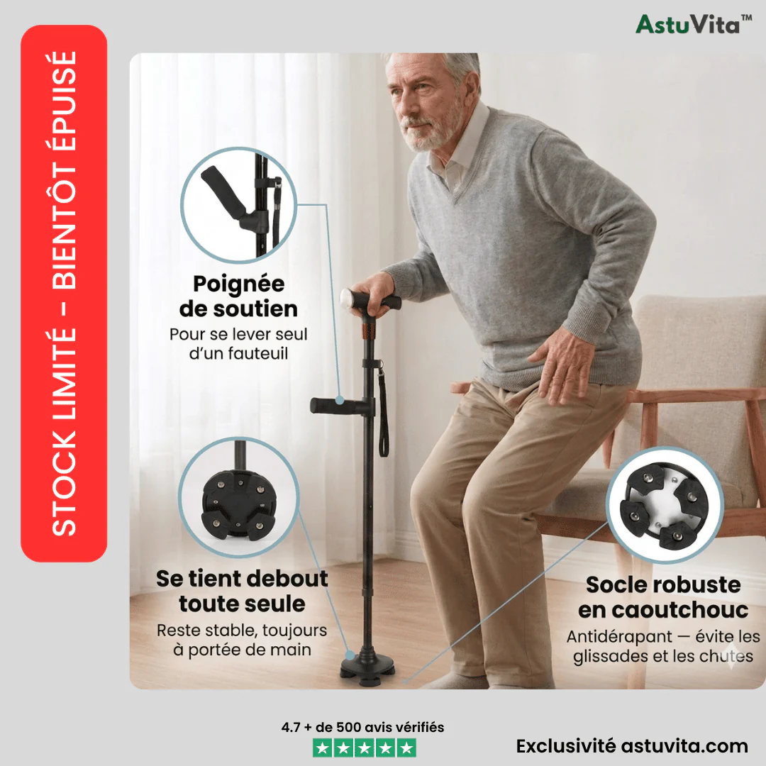 La canne qui aide à vous lever seul et marcher sans peur de tomber