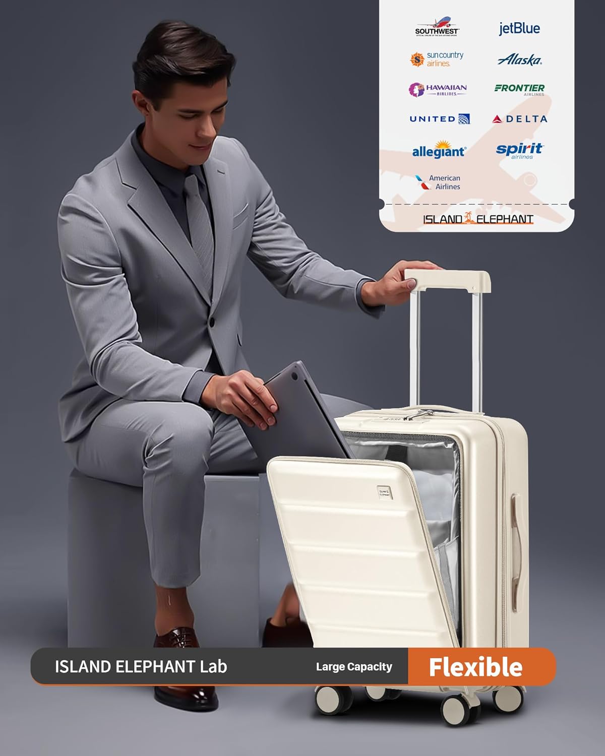 20 IN Carry On Luggage 22x14x9 Airline Approved - Front Pocket Hardside Travel Suitcase Unbreakable