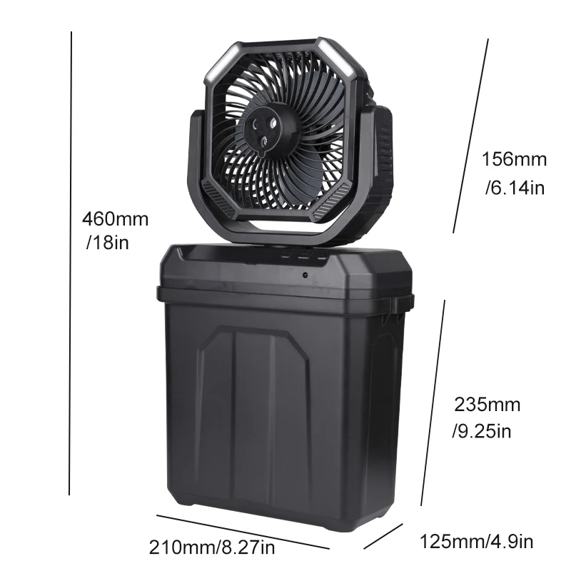 💦4 in 1 Mist Camping Fan with 6L Bucket