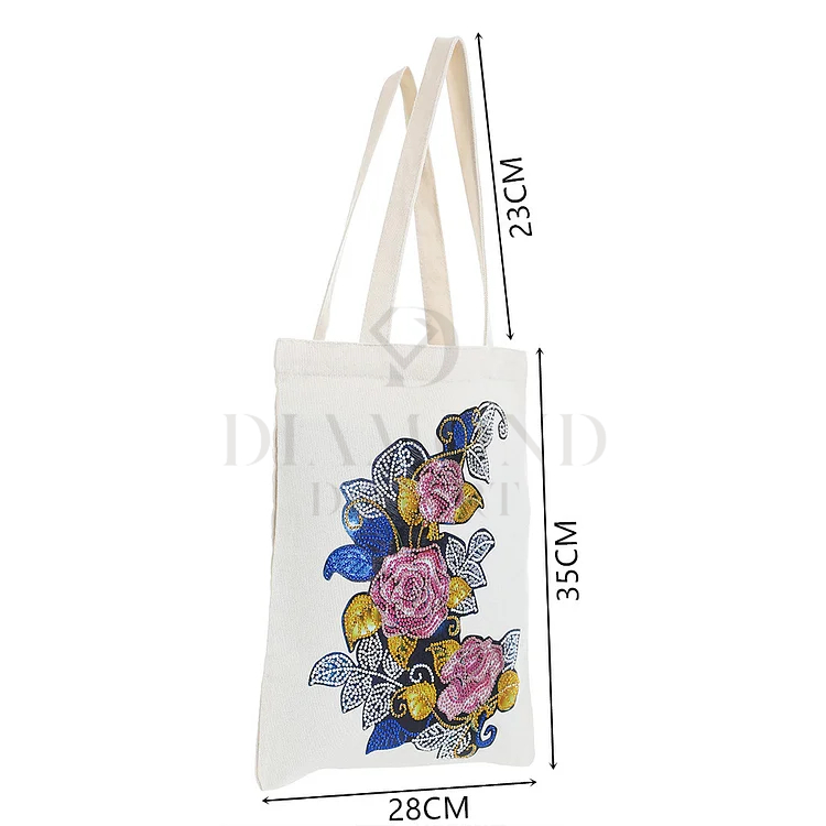 DIY Diamond Painting Canvas Tote Bag - Flowers