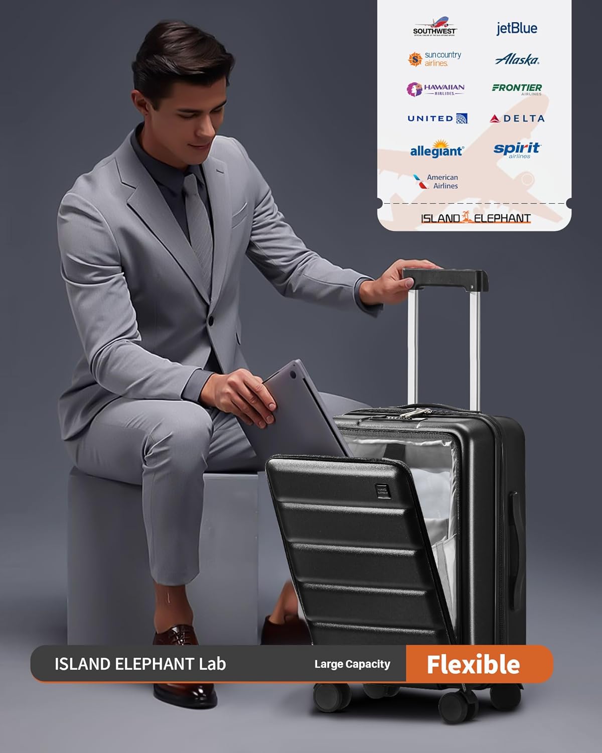 20 IN Carry On Luggage 22x14x9 Airline Approved - Front Pocket Hardside Travel Suitcase Unbreakable