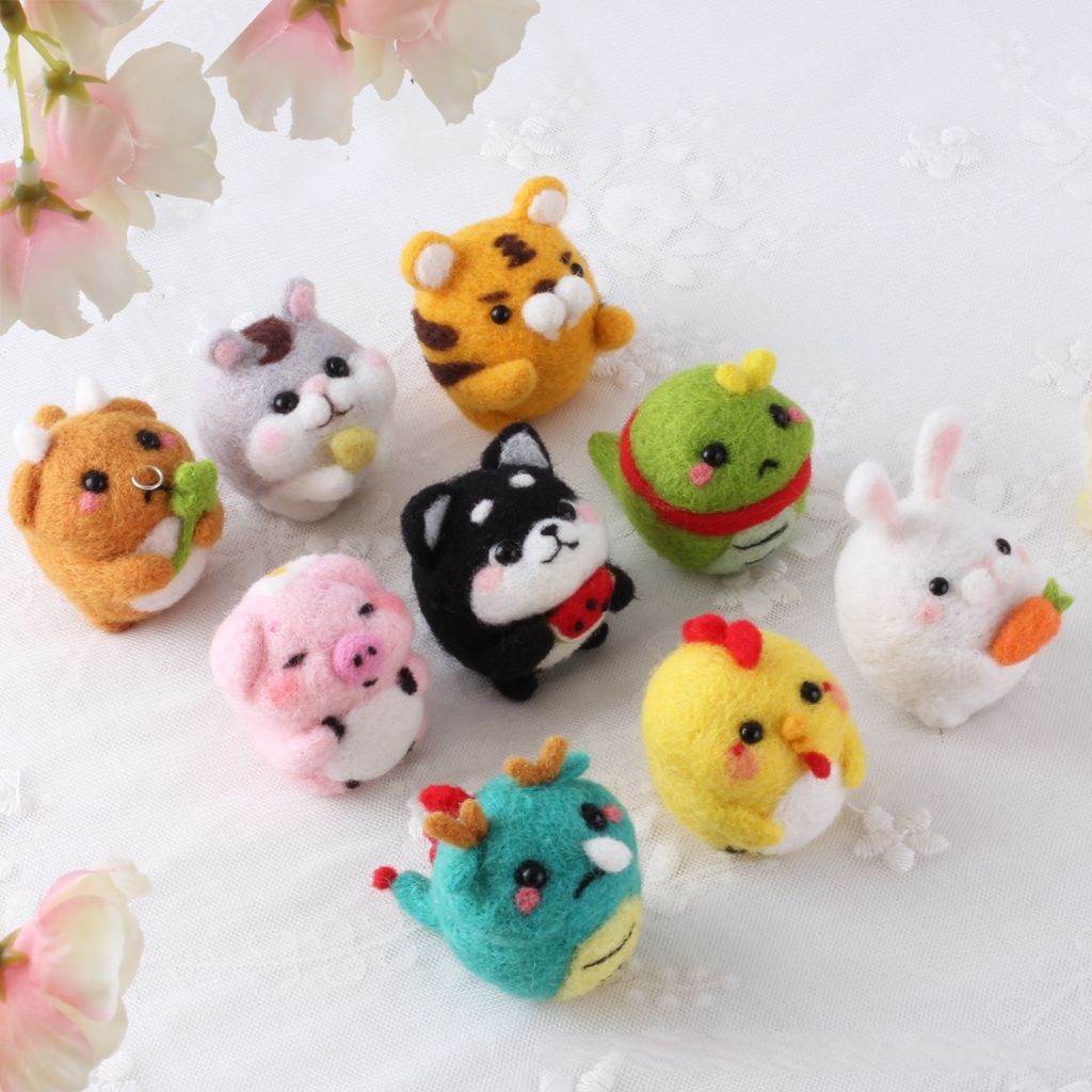 FeltingJoy -Animal Groups Needle Felting Kit - Dog/Rabbit/Tiger/Dragon