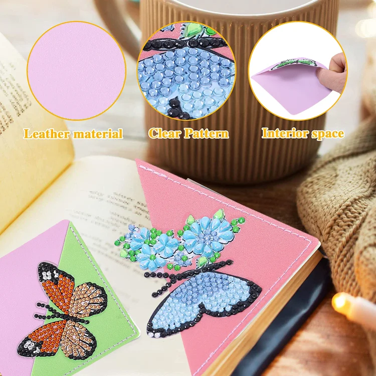DIY Diamond Painting  Corner Bookmark - 6 Pcs Colorful Butterflies