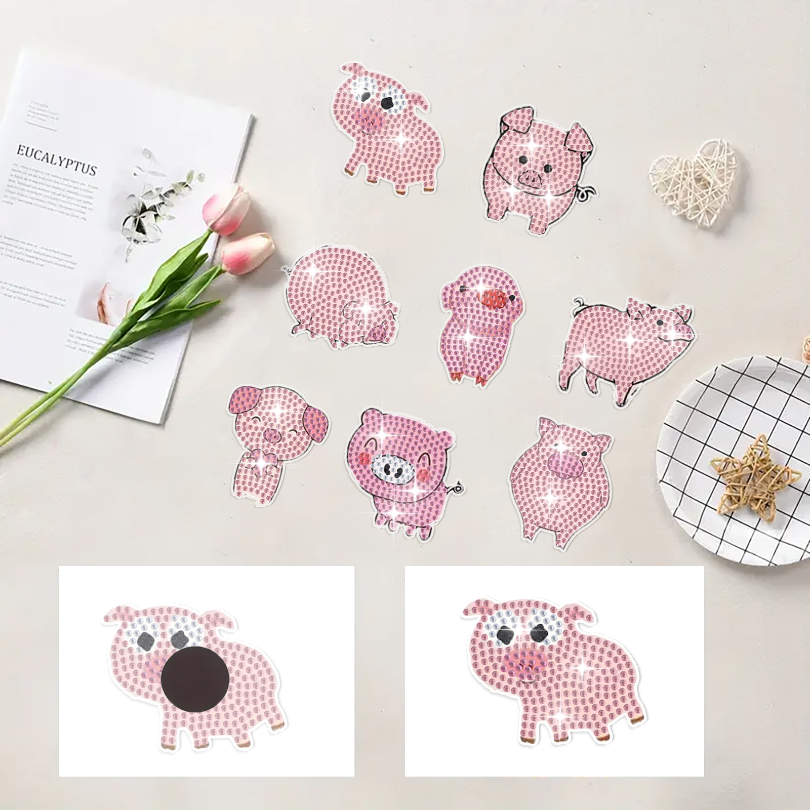 DIY Diamond Painting Fridge Stickers - Pigs