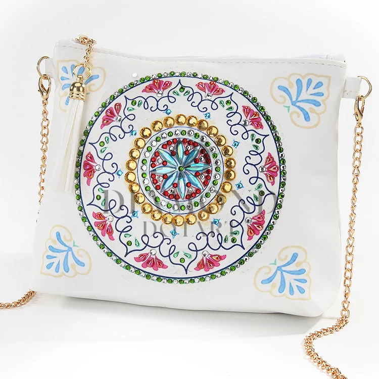 DIY Diamond Painting Leather Bag - Blue Flower