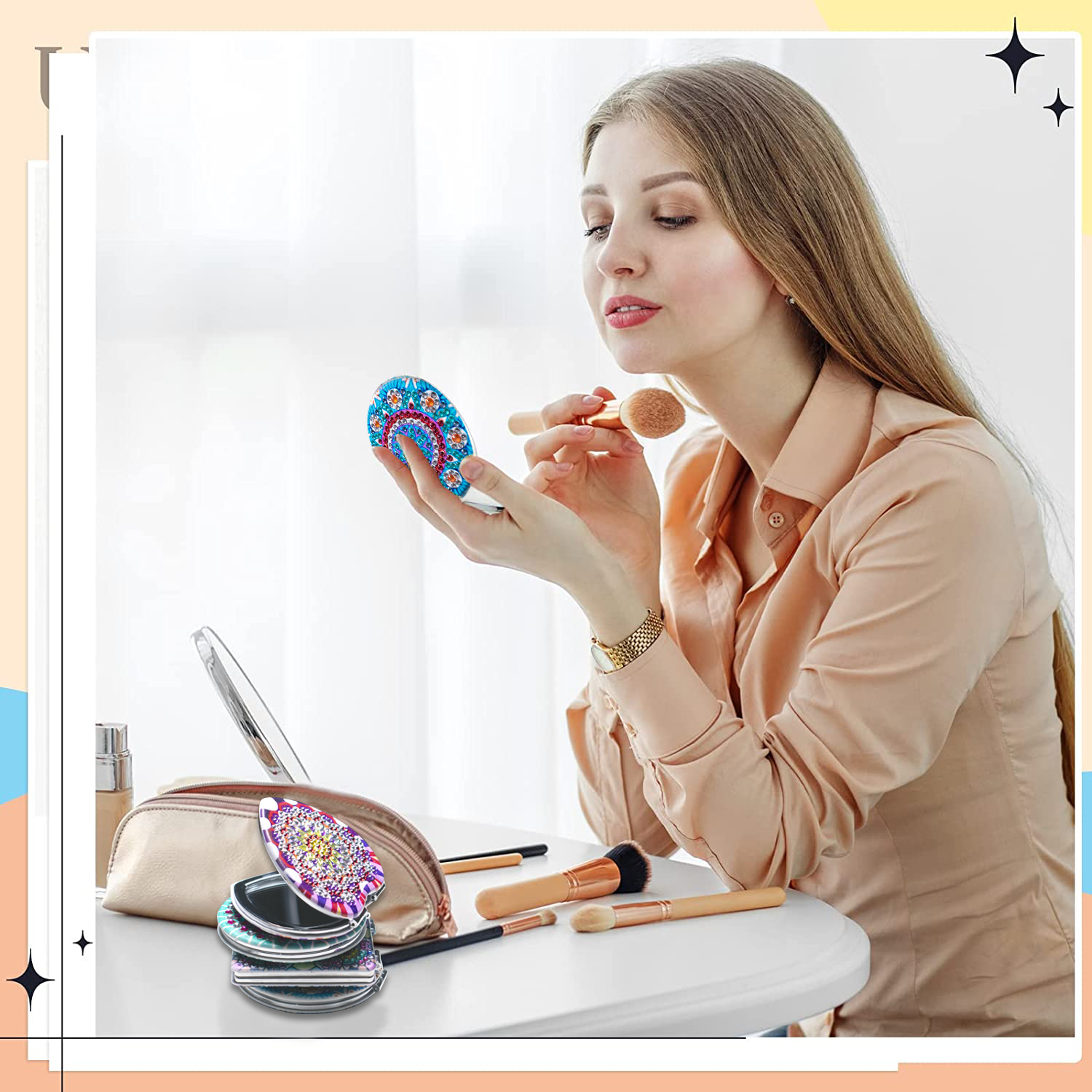 DIY Diamond Painting Compact Mirror - Mix