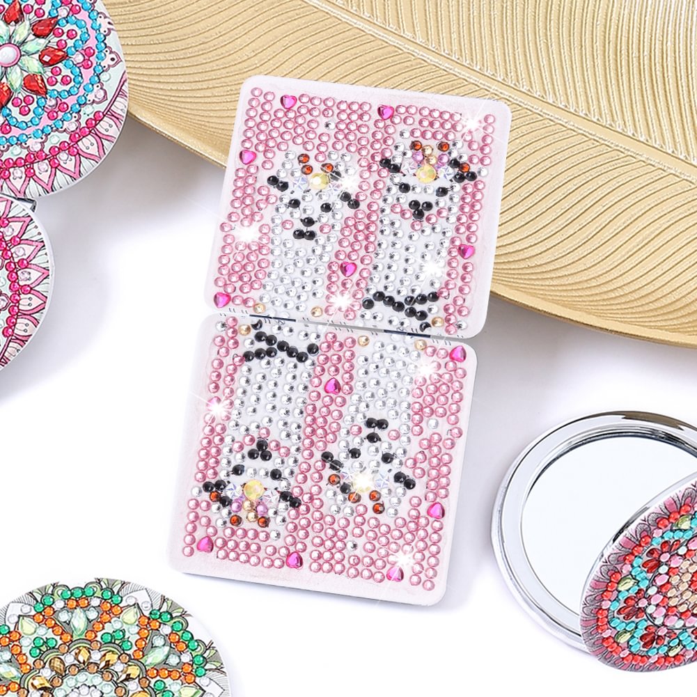 DIY Diamond Painting Compact Mirror - Alpaca