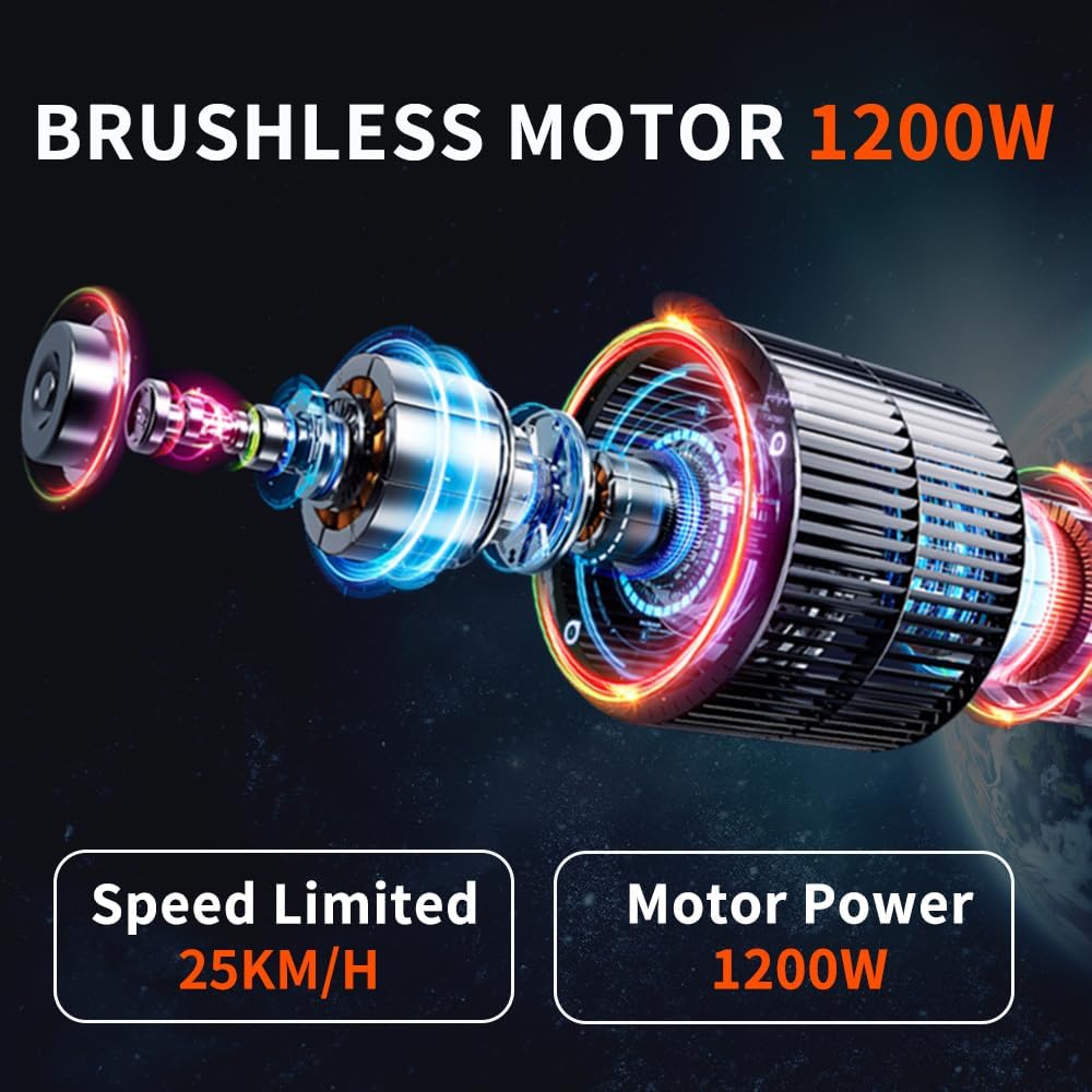 1200W Electric Scooter, with APP, 1200W 48V 13A/18A, 34 /37Miles Range, 34mph, Commuter Electric Scooter with Seat, 440lbs Max Load