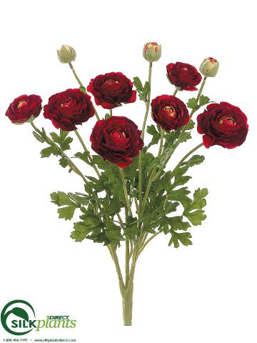 Silk Plants Direct Ranunculus Bush - Burgundy Two Tone - Pack of 6