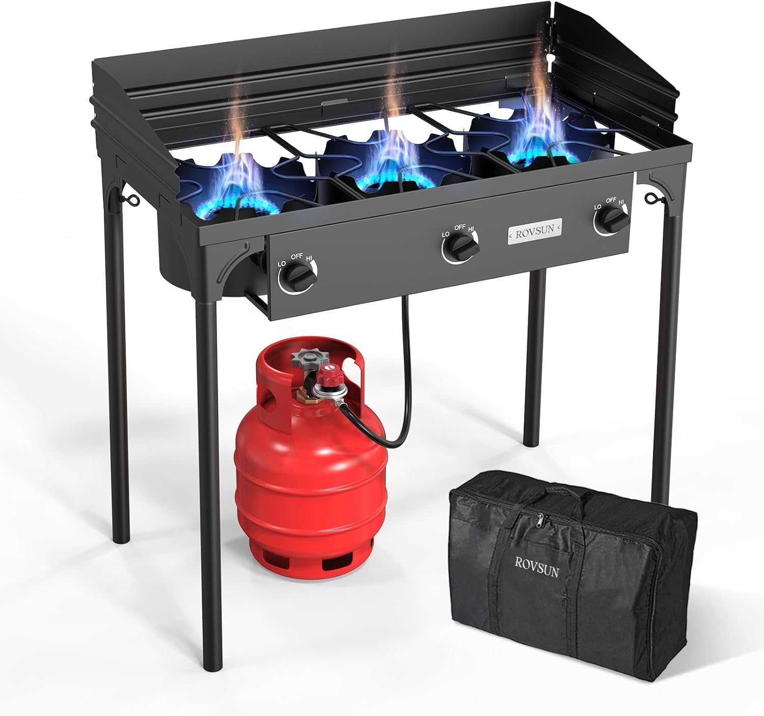 Burner Propane Gas Stove, 225,000 BTU High Pressure Outdoor Camping Burner with CSA Listed Regulator, Picnic Cooker Perfect for Home Brewing Maple Syrup Patio Turkey Frying Canning